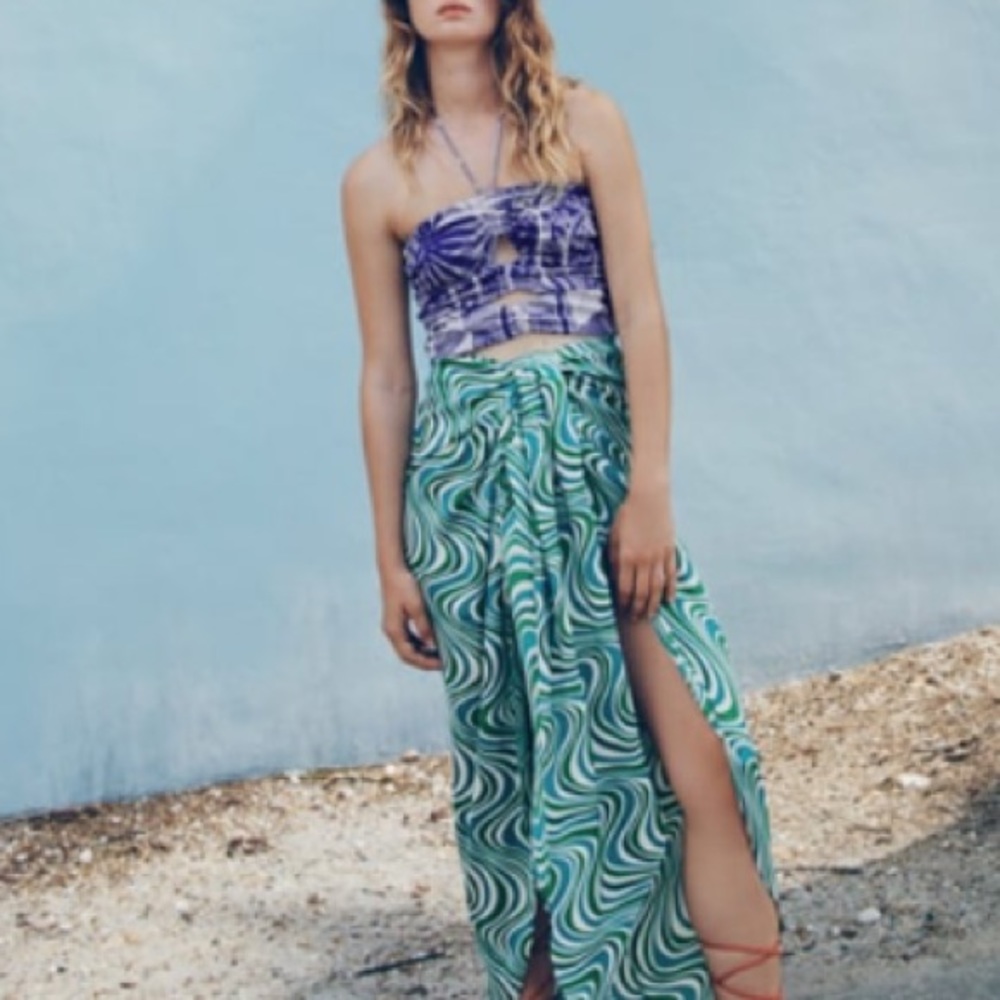 Zara cut out jacquard halter top